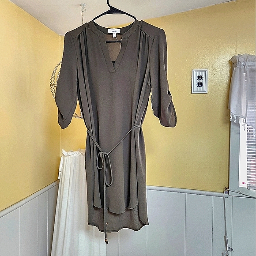 Nwt womans Meraki olive green high low dress